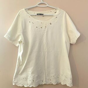 Laura Plus - All White Blouse With embroidery designs - Women’s Size 14+